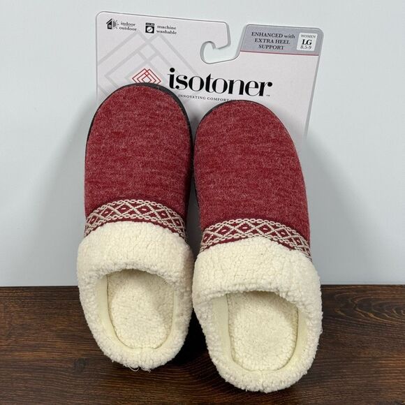 Isotoner Women's Slip on faux fur hard sole house slippers size Large 8.5-9 - Picture 1 of 7